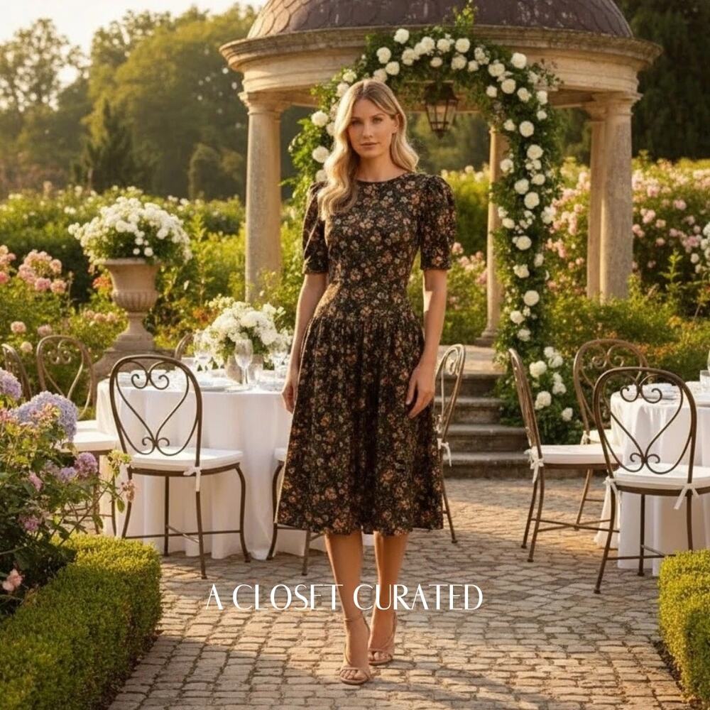 Leur Logette Floral Cotton Midi Dress 0 Floral NEW